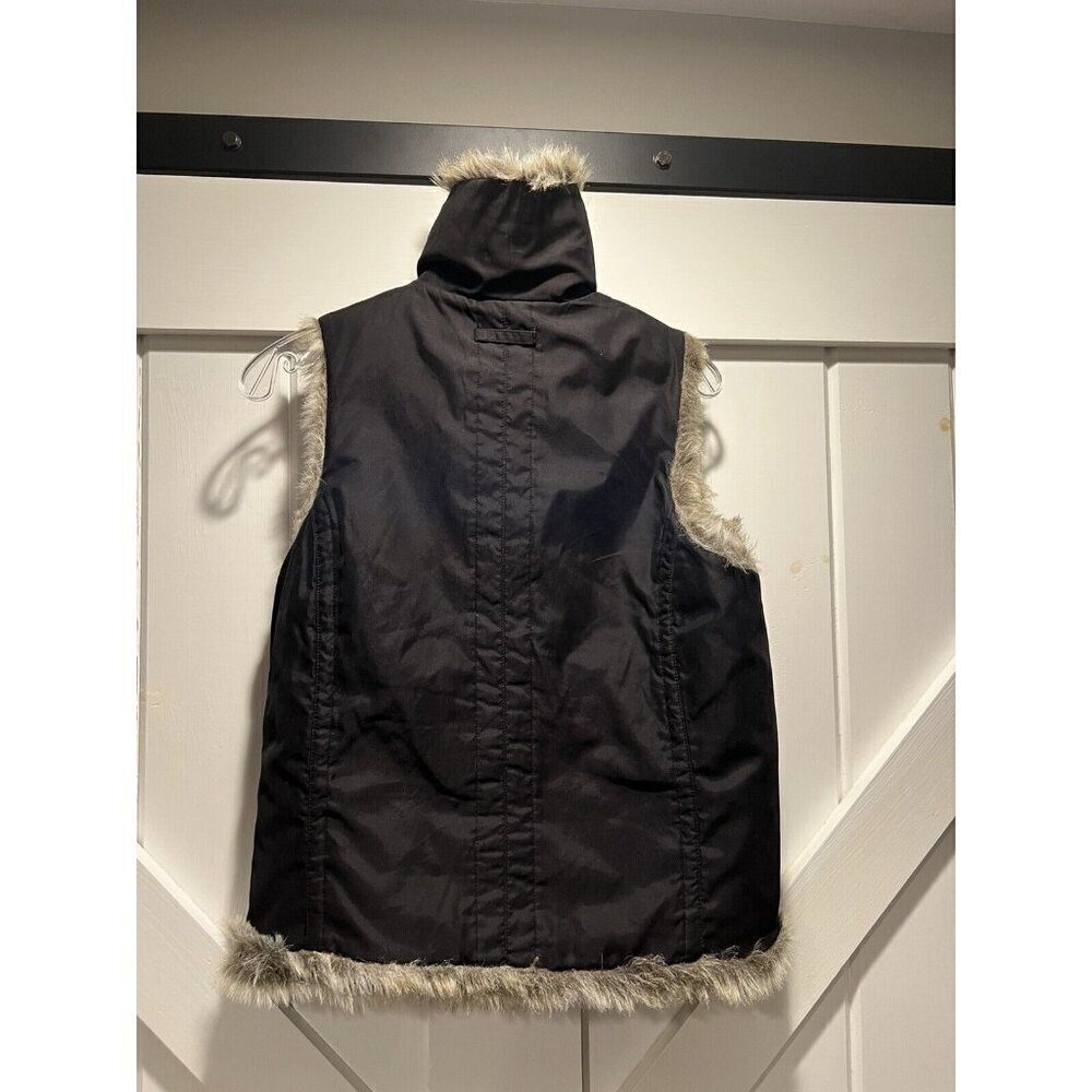 Faux Fur Women's Reversible Vest Black Contemporary Warm Feminine Plush Fuzzy - Picture 3 of 8
